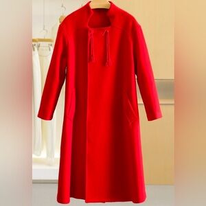 Red Cape with Long Sleeves and 50% Wool Fabric